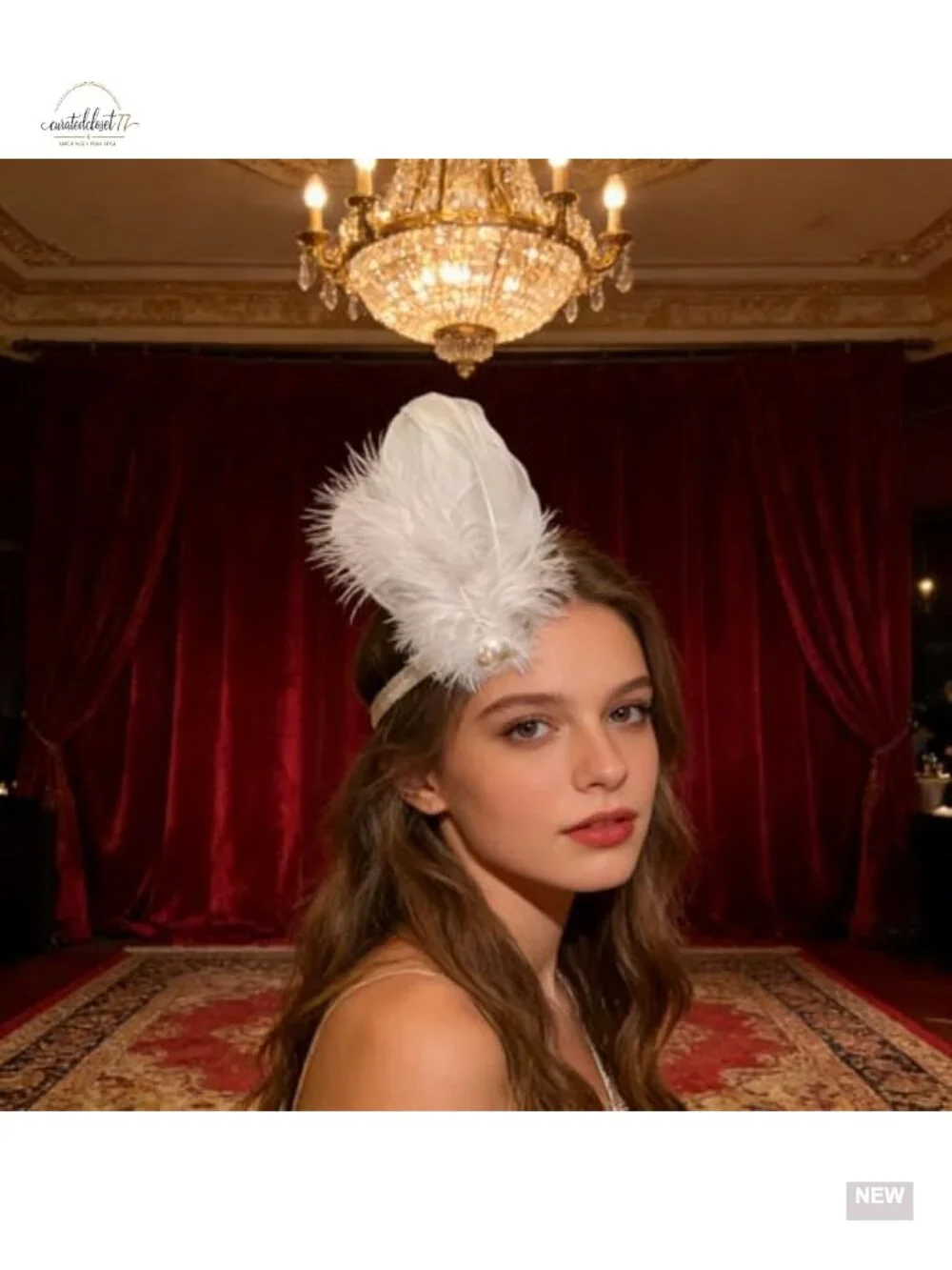 White Feather Hair Clip Set - Ballet Style Swan Faux Pearl Hair Pins for